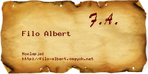 Filo Albert névjegykártya
